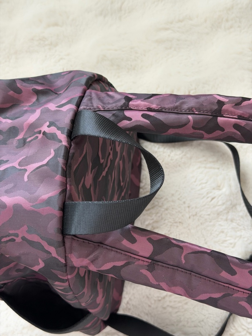 Trendy Fabletics The Downtown Burgundy Camo Backpack - Active Lifestyle - Picture 7 of 15
